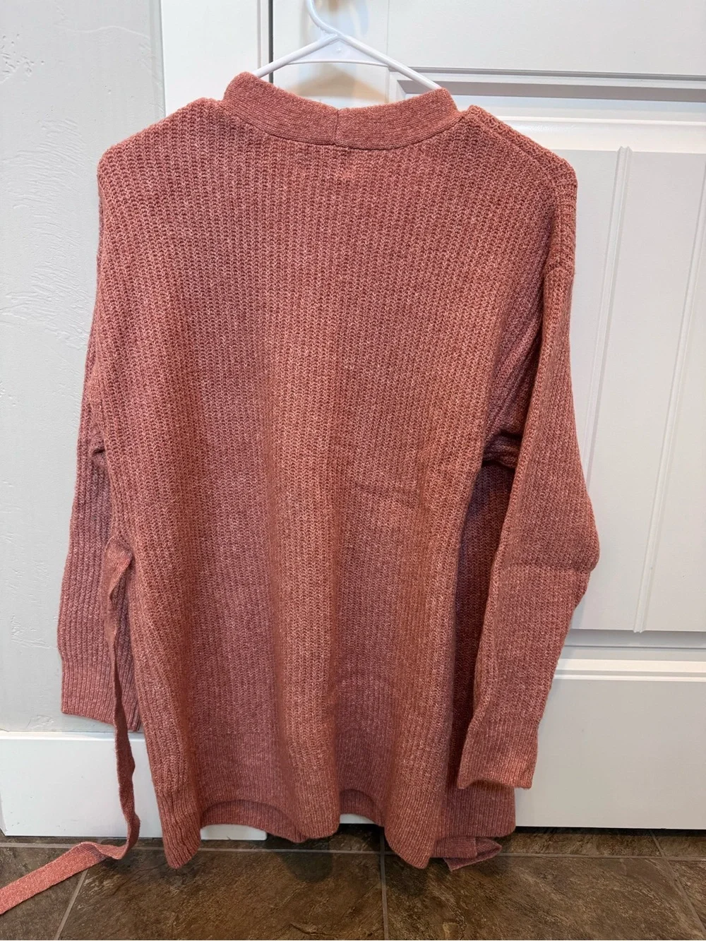 Isabel Maternity Leith Wrap Knit Cardigan Sweater in Dusty Rose